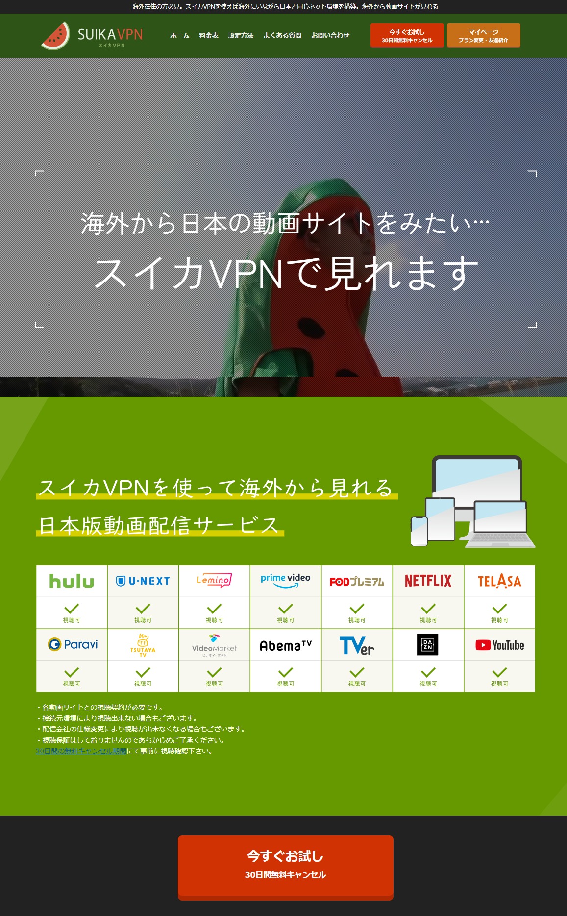 【スイカVPN】商品ページのヘッダー